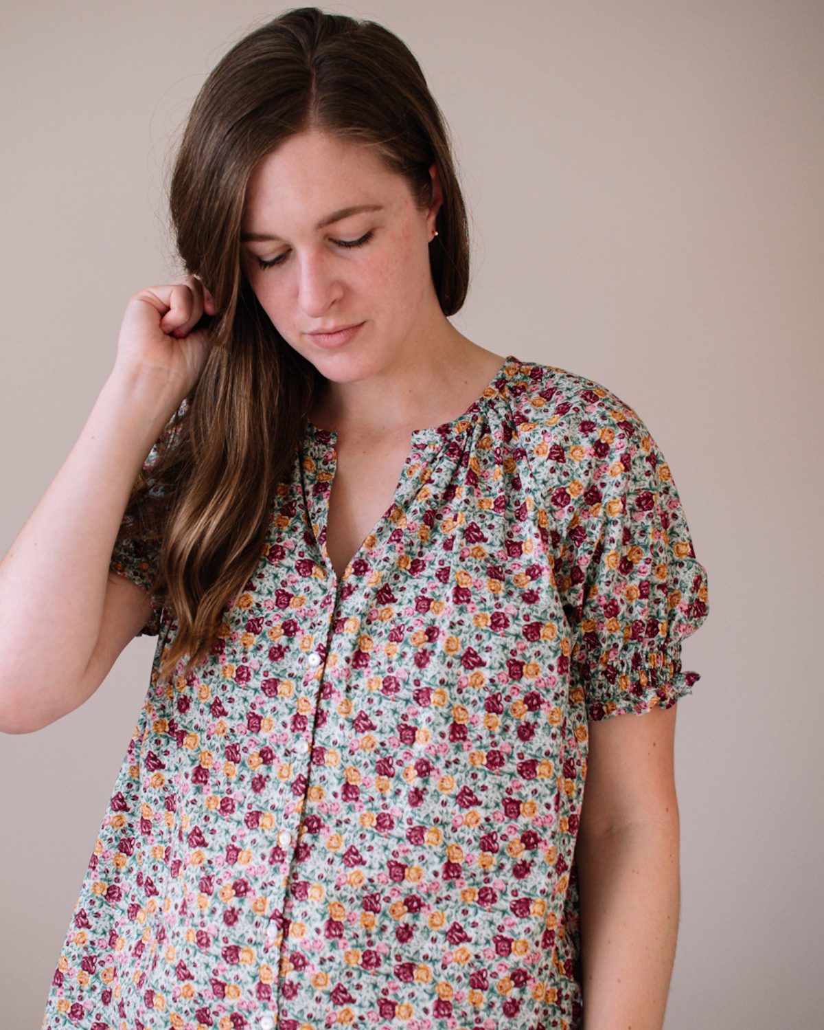 Roscoe Blouse (Button Up + Short Shirred Sleeves)